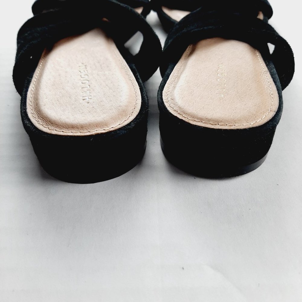 Halogen Women's Twist Front Sandals Size 7 Black Suede Slip-On 1" Heel - Picture 5 of 9
